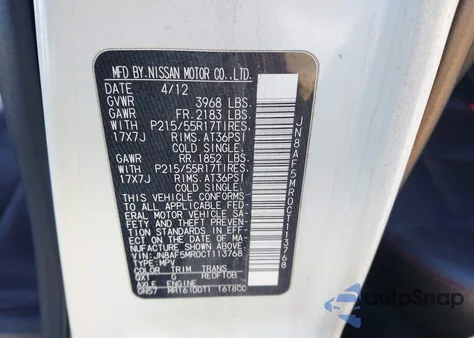 2012 Nissan Juke Sl z USA, uszkodzony, nr VIN JN8AF5MR0CT113768